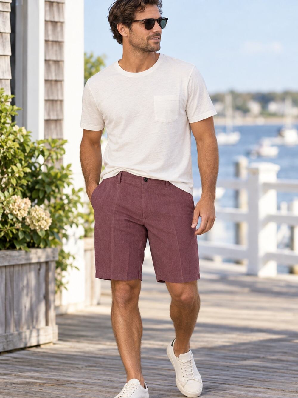 TRUNKS | Maroon multi-functional hybrid shorts beach to street | Men's size 30
